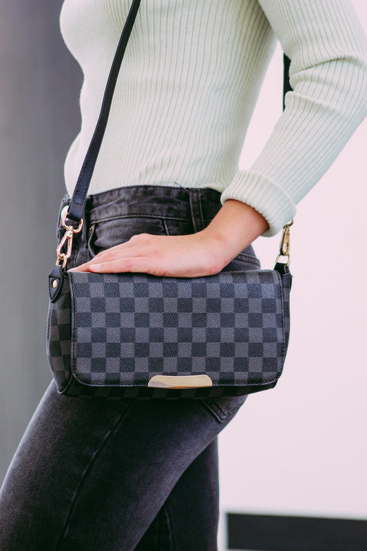 The Lacey Crossbody Purse with Adjustable Strap and Gold Chain  Ivy and Pearl Boutique Black
