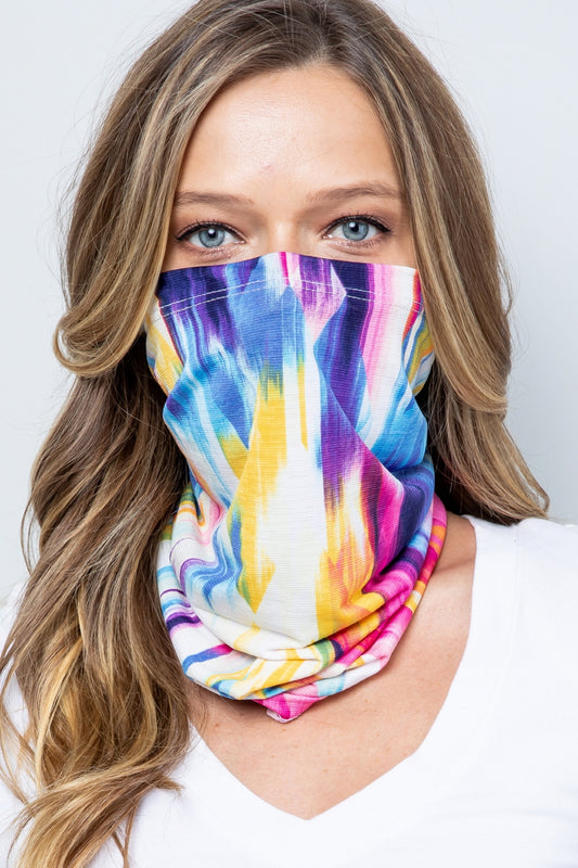 Tie dye print bandanna face mask (gaiter,  balaclava mask)  Ivy and Pearl Boutique