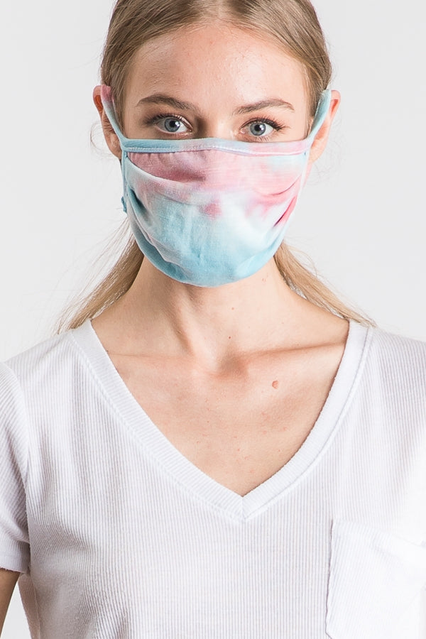 Tie dye double-layer face mask with filter slot Ivy and Pearl Boutique