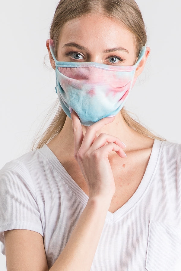 Tie dye double-layer face mask with filter slot Ivy and Pearl Boutique