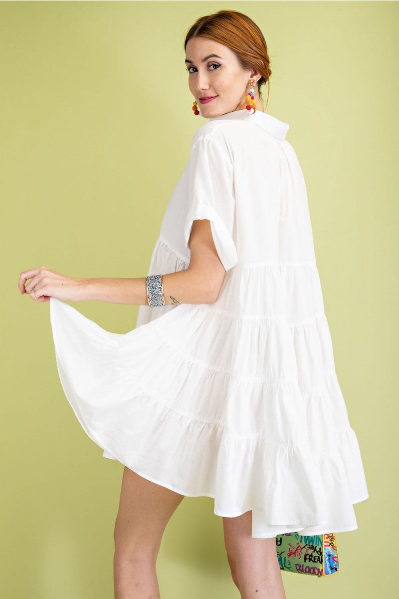 Timeless Essential Short Sleeve Cotton Voile Button Down Shirt Tunic Ivy and Pearl Boutique
