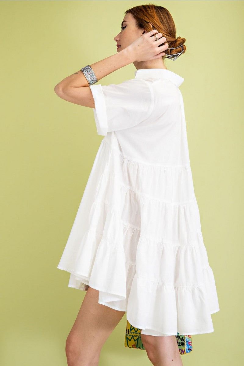 Timeless Essential Short Sleeve Cotton Voile Button Down Shirt Tunic Ivy and Pearl Boutique