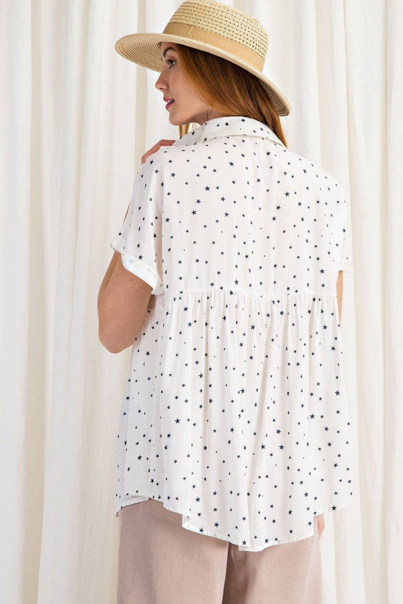 Timeless Star Printed Baby Doll Shirt Ivy and Pearl Boutique
