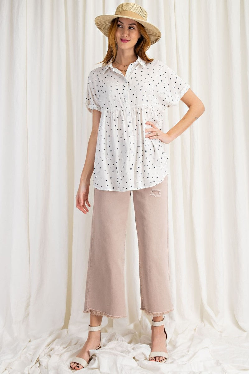 Timeless Star Printed Baby Doll Shirt Ivy and Pearl Boutique
