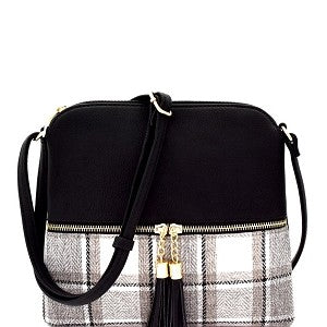 Faux-leather gold-tone interior handbag with front zip pocket Ivy and Pearl Boutique Black