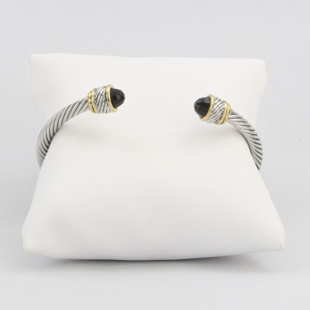 Rope cuff bracelet with gold inlay and colored gemstone Ivy and Pearl Boutique