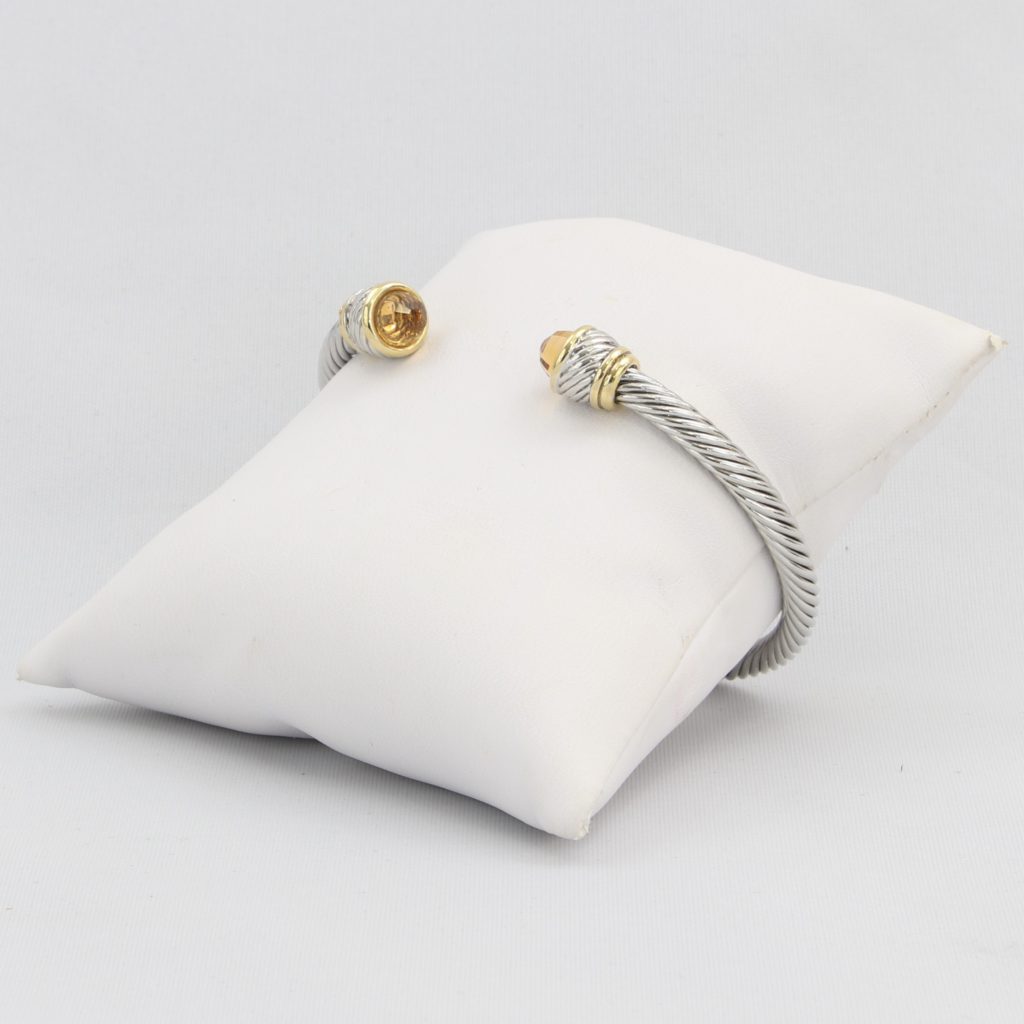 Rope cuff bracelet with gold inlay and colored gemstone Ivy and Pearl Boutique