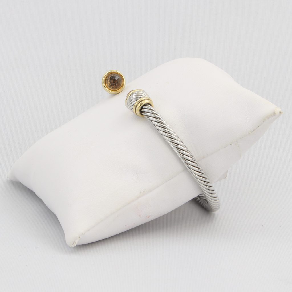 Rope cuff bracelet with gold inlay and colored gemstone Ivy and Pearl Boutique