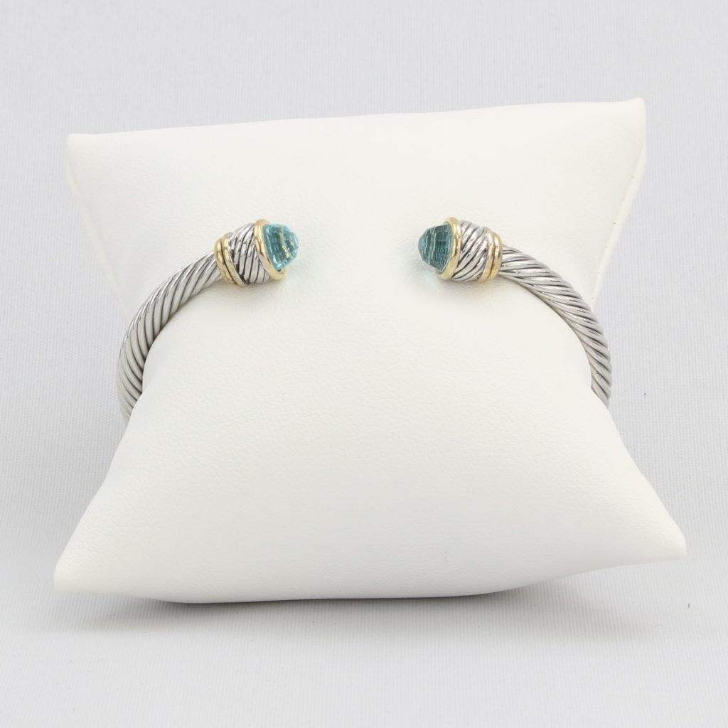Rope cuff bracelet with gold inlay and colored gemstone Ivy and Pearl Boutique