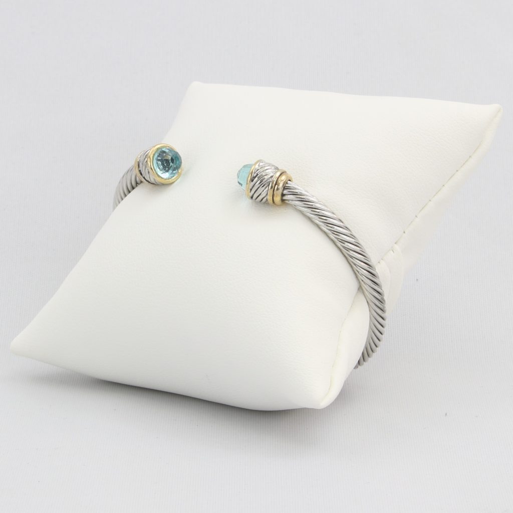 Rope cuff bracelet with gold inlay and colored gemstone Ivy and Pearl Boutique