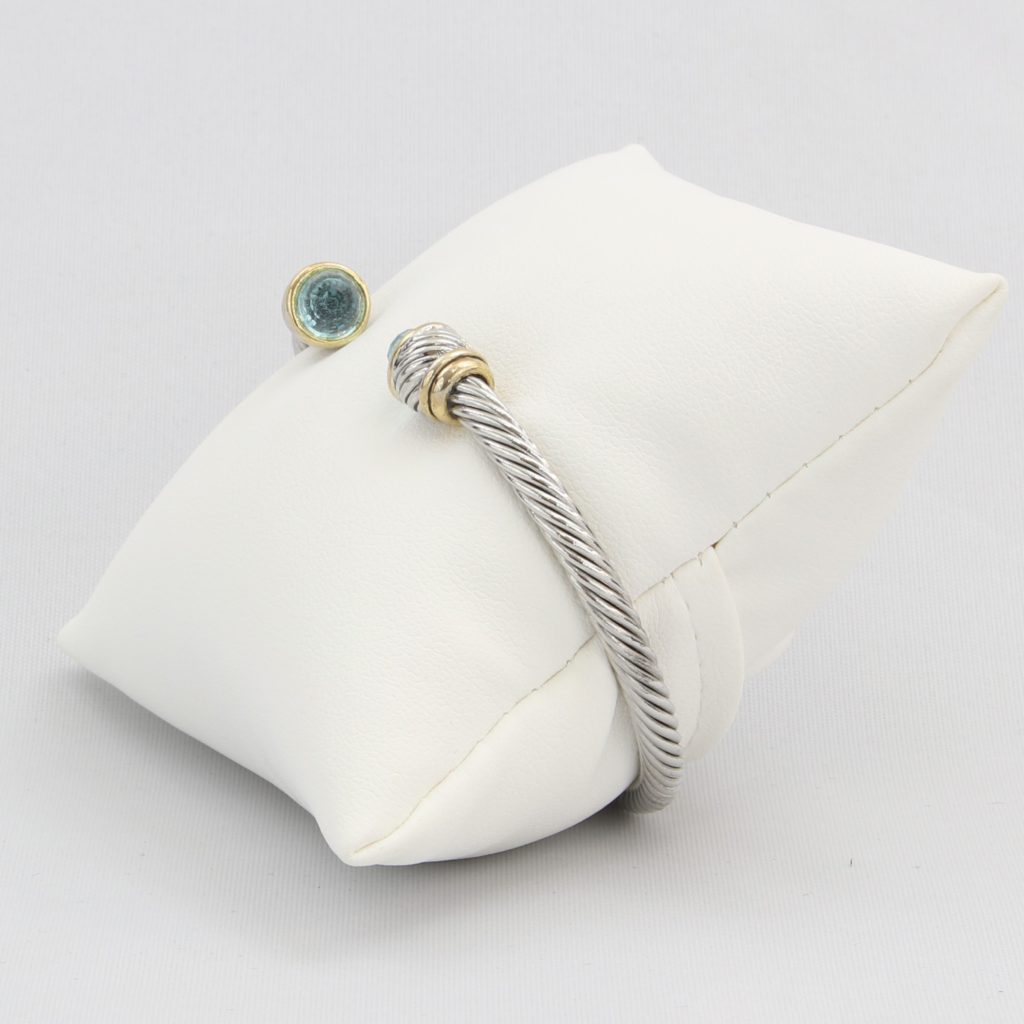Rope cuff bracelet with gold inlay and colored gemstone Ivy and Pearl Boutique