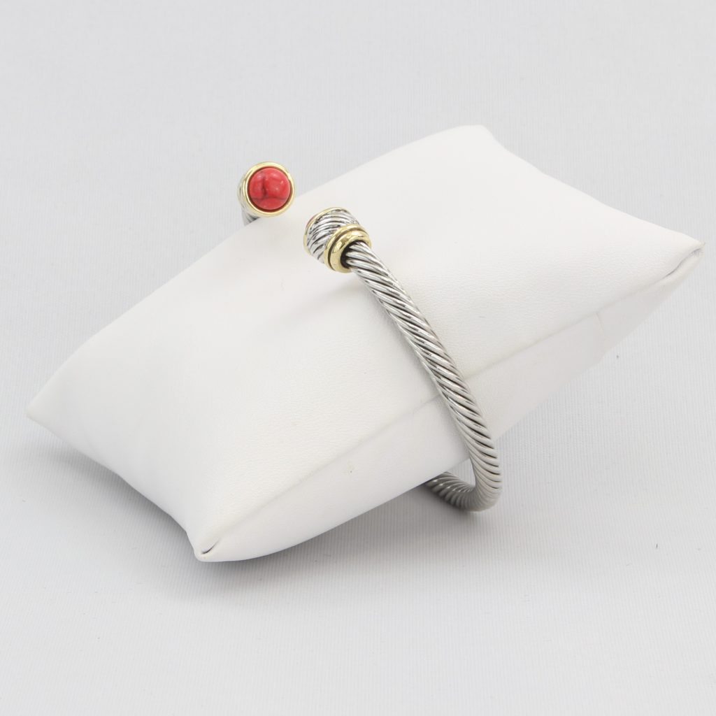 Rope cuff bracelet with gold inlay and colored gemstone Ivy and Pearl Boutique