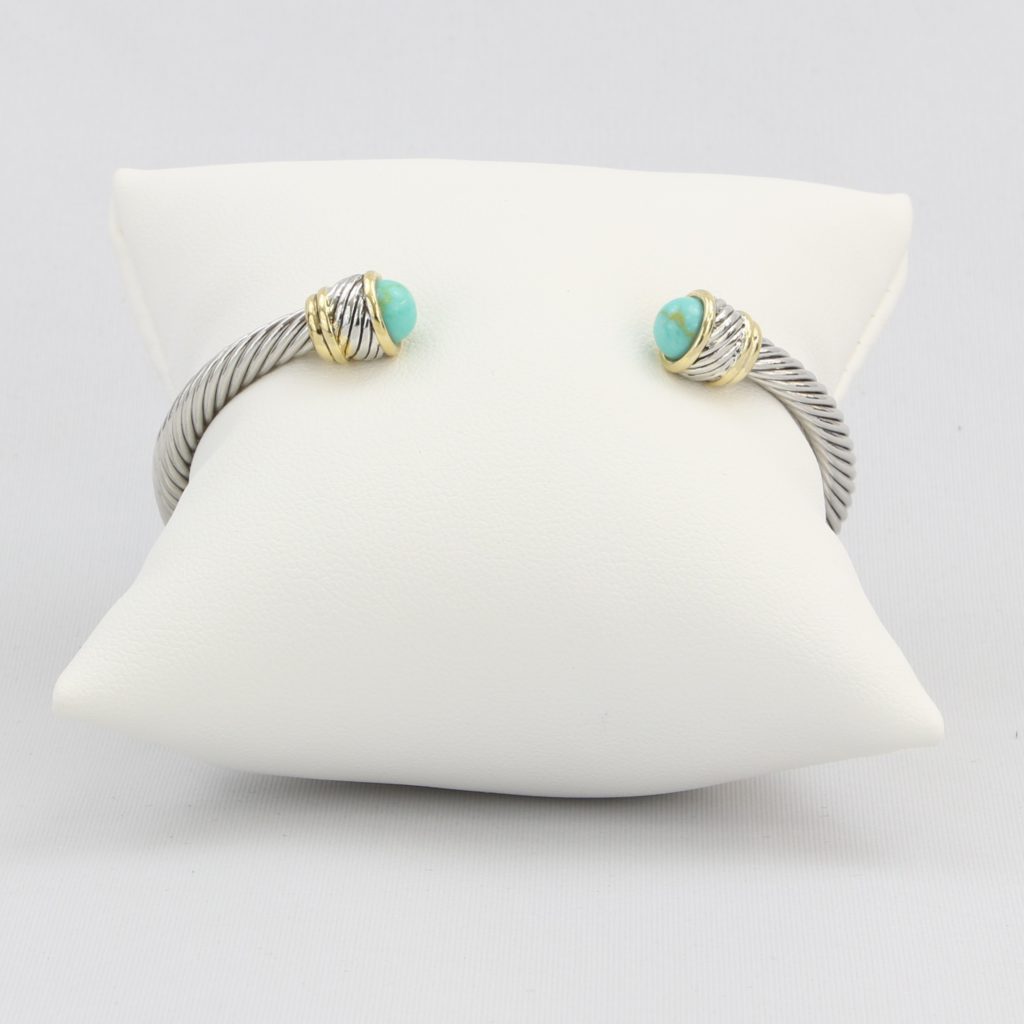 Rope cuff bracelet with gold inlay and colored gemstone Ivy and Pearl Boutique