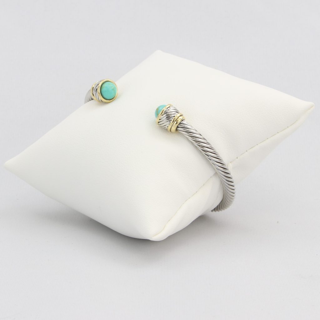 Rope cuff bracelet with gold inlay and colored gemstone Ivy and Pearl Boutique