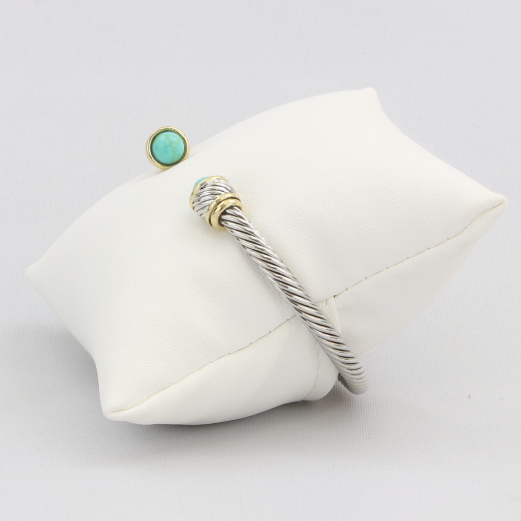 Rope cuff bracelet with gold inlay and colored gemstone Ivy and Pearl Boutique
