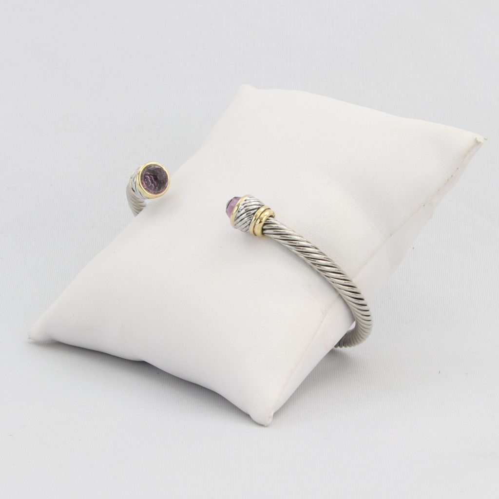 Rope cuff bracelet with gold inlay and colored gemstone Ivy and Pearl Boutique