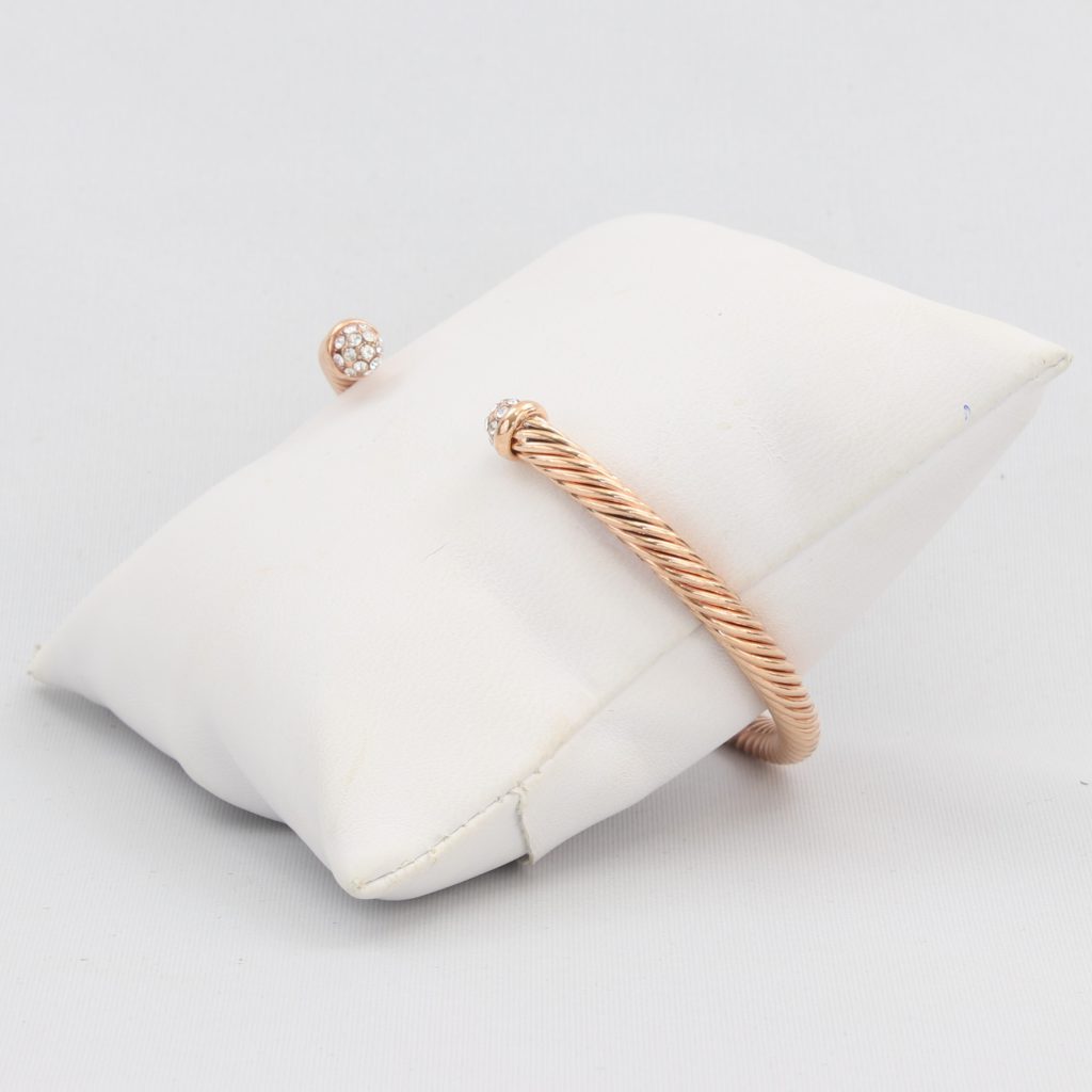 Rope cuff bracelet capped with diamond-like cubic zirconia gems Ivy and Pearl Boutique