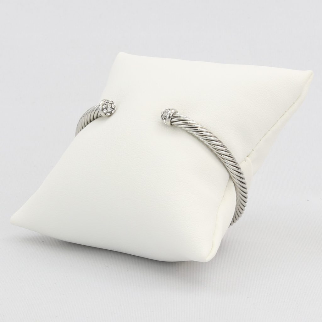 Rope cuff bracelet capped with diamond-like cubic zirconia gems Ivy and Pearl Boutique