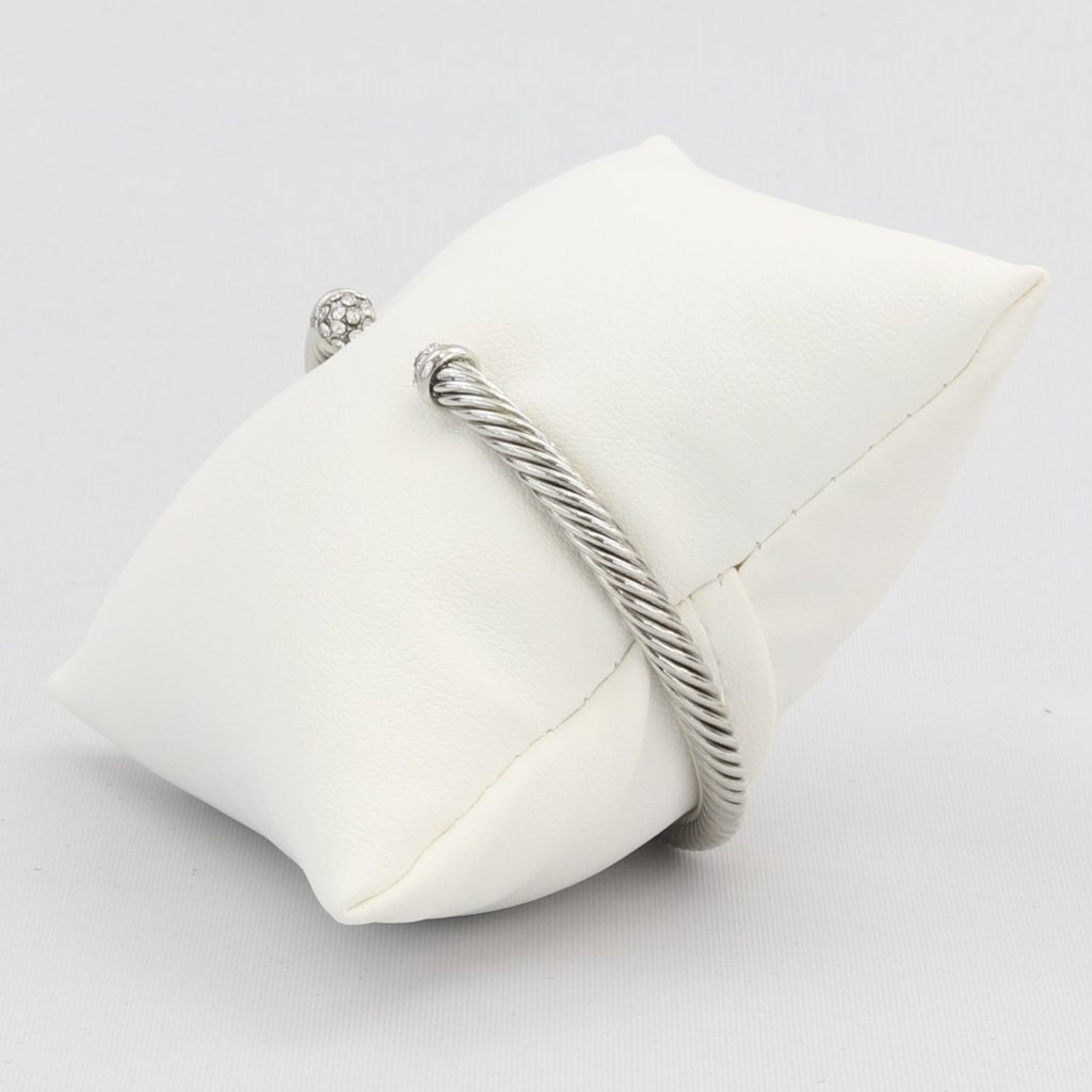 Rope cuff bracelet capped with diamond-like cubic zirconia gems Ivy and Pearl Boutique