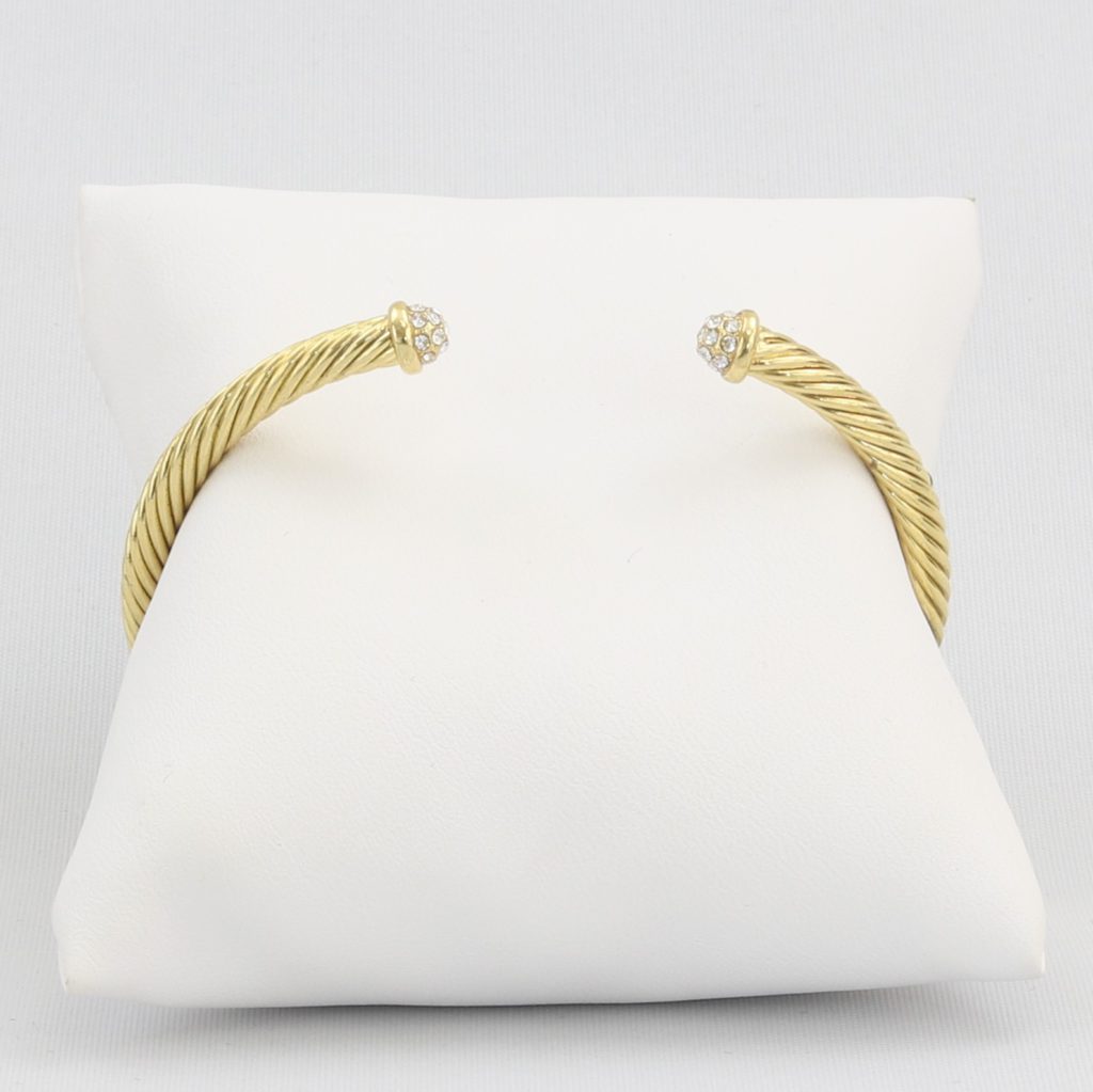 Rope cuff bracelet capped with diamond-like cubic zirconia gems Ivy and Pearl Boutique