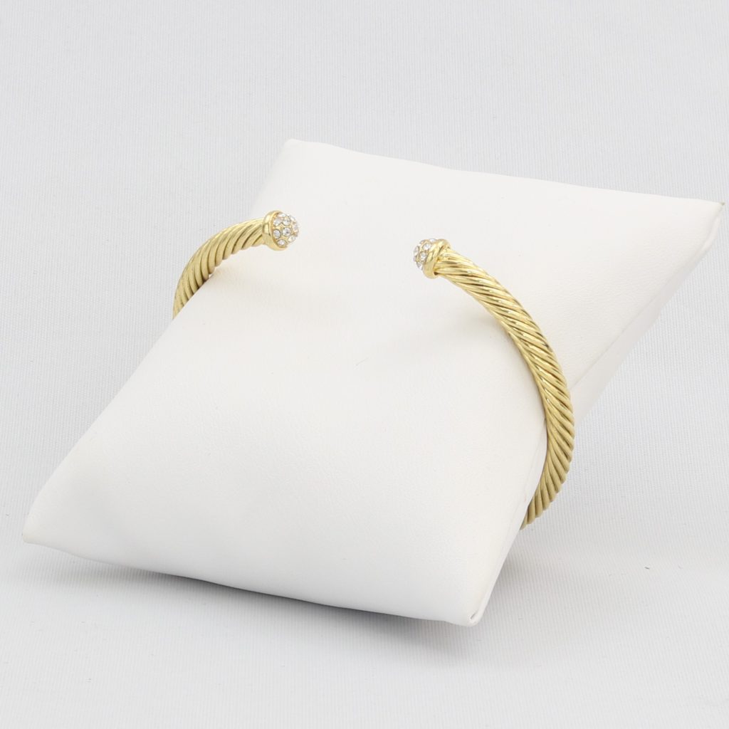 Rope cuff bracelet capped with diamond-like cubic zirconia gems Ivy and Pearl Boutique