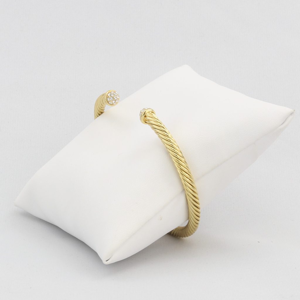 Rope cuff bracelet capped with diamond-like cubic zirconia gems Ivy and Pearl Boutique