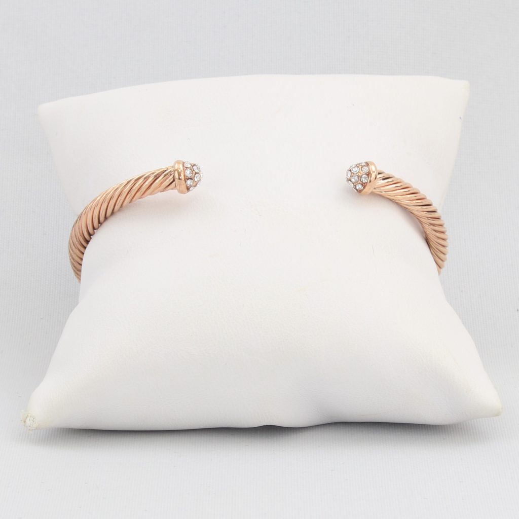 Rope cuff bracelet capped with diamond-like cubic zirconia gems Ivy and Pearl Boutique
