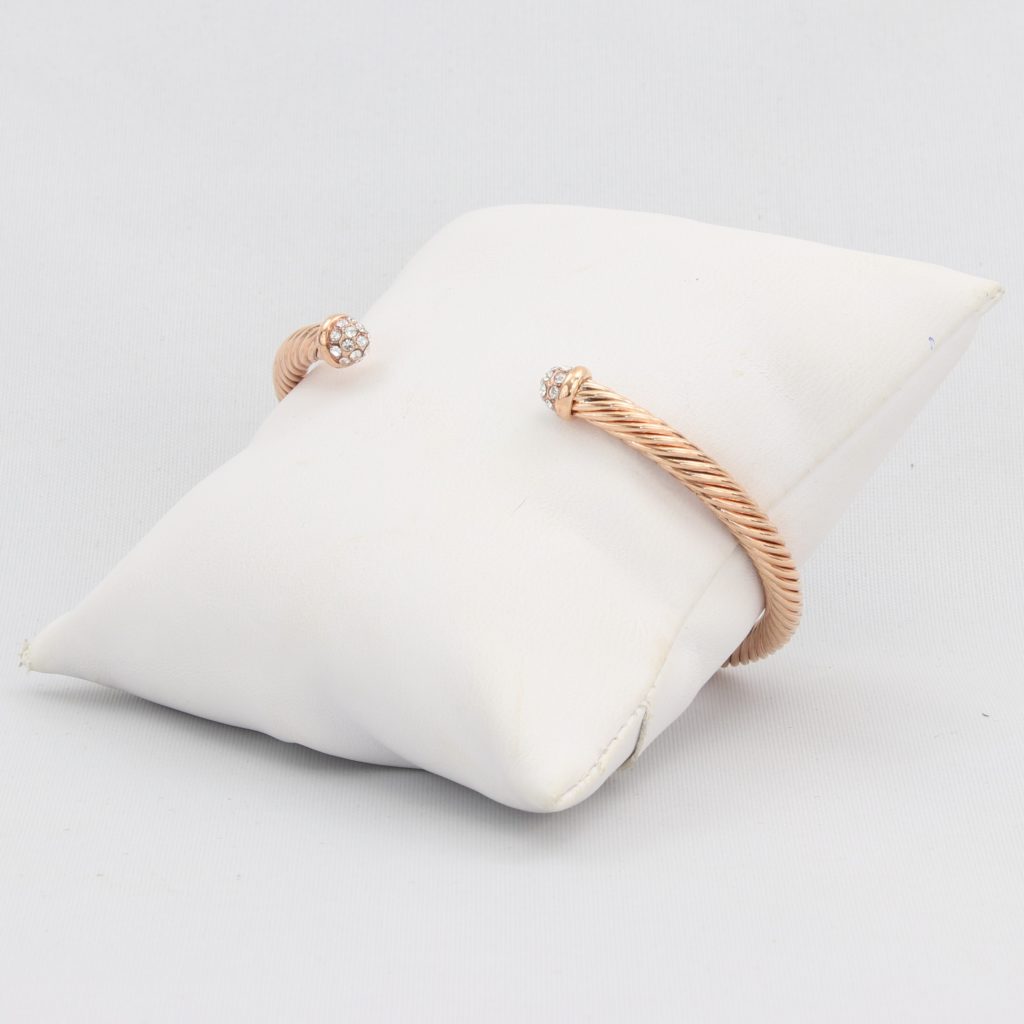 Rope cuff bracelet capped with diamond-like cubic zirconia gems Ivy and Pearl Boutique