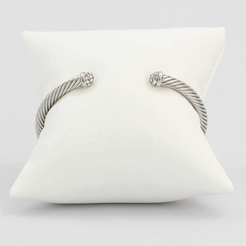 Rope cuff bracelet capped with diamond-like cubic zirconia gems Ivy and Pearl Boutique