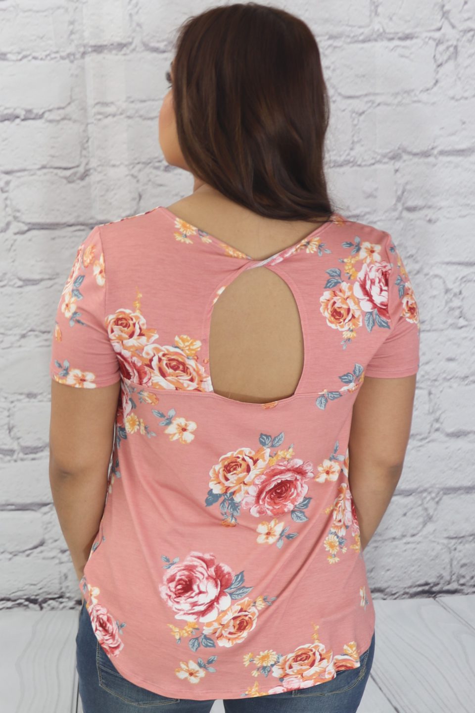 Twisted open-back floral print top Ivy and Pearl Boutique