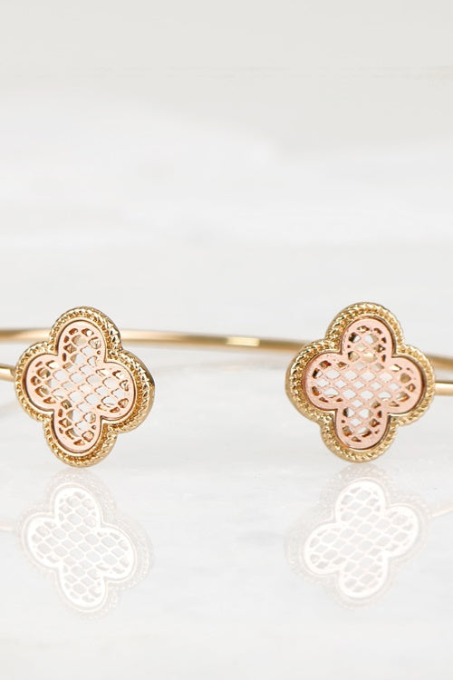 Two-tone metallic filigree open bangle bracelet Ivy and Pearl Boutique Gold