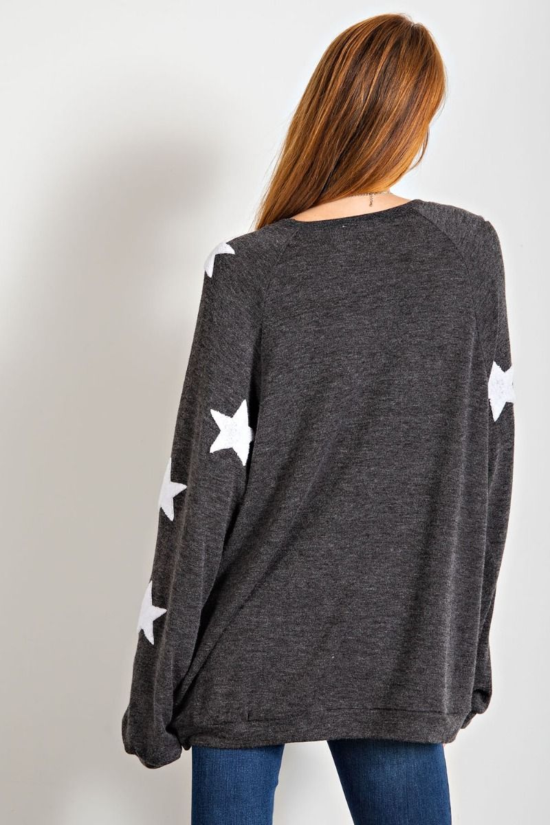 Ultra-soft Hacci stargaze pullover top with slouchy silhouette Ivy and Pearl Boutique