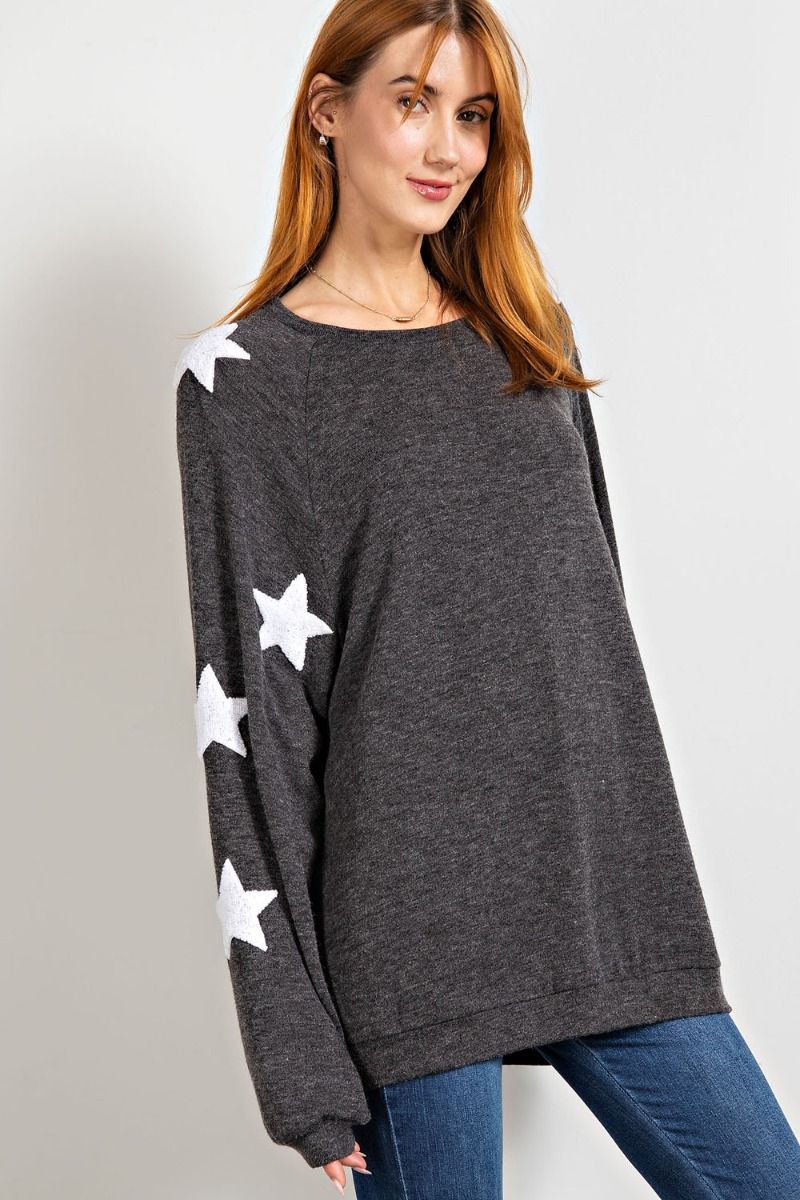 Ultra-soft Hacci stargaze pullover top with slouchy silhouette Ivy and Pearl Boutique