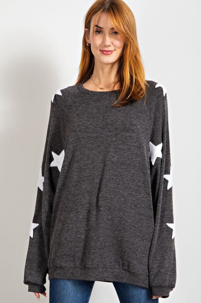 Ultra-soft Hacci stargaze pullover top with slouchy silhouette Ivy and Pearl Boutique