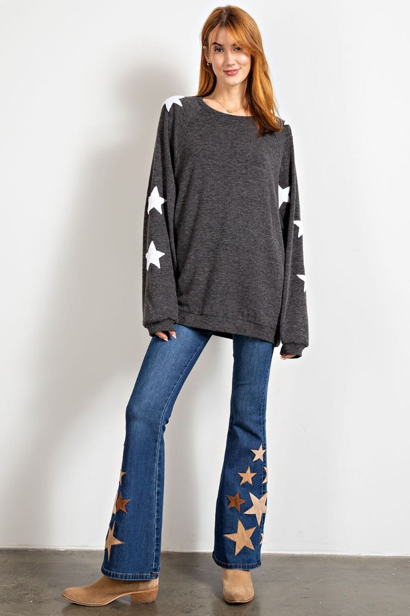 Ultra-soft Hacci stargaze pullover top with slouchy silhouette Ivy and Pearl Boutique