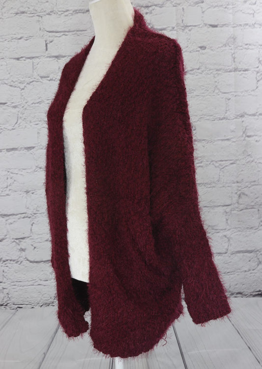Ultra soft textured crochet sweater jacket  Ivy and Pearl Boutique Burgandy