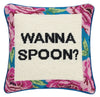 Wanna Spoon Pillow - Wanna Spoon Handmade Needlepoint Accent Pillow  Ivy and Pearl Boutique