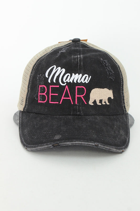 Mama Bear washed baseball cap  Ivy and Pearl Boutique Black