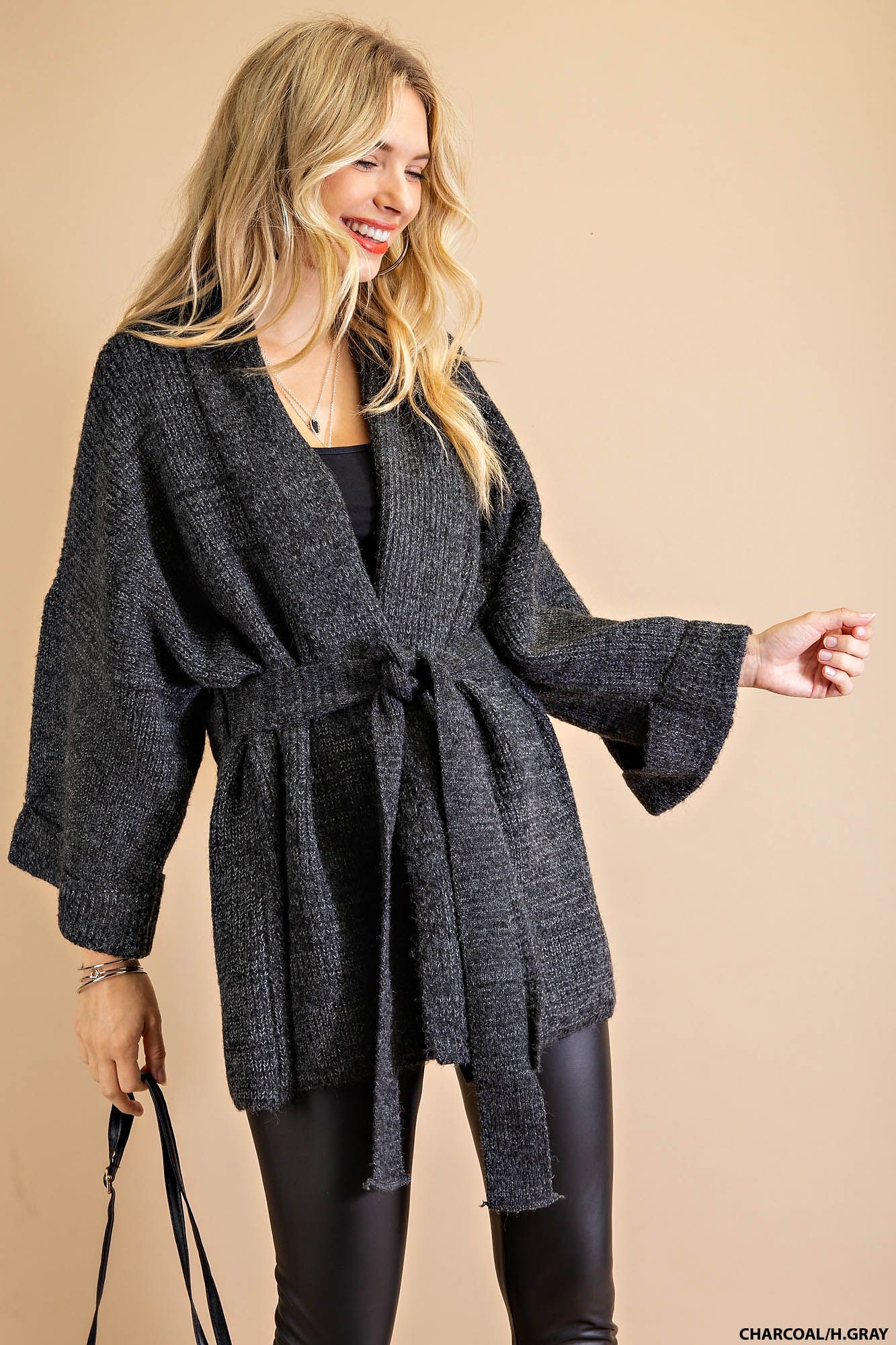 Weekend loungewear knit kimono sweater Ivy and Pearl Boutique