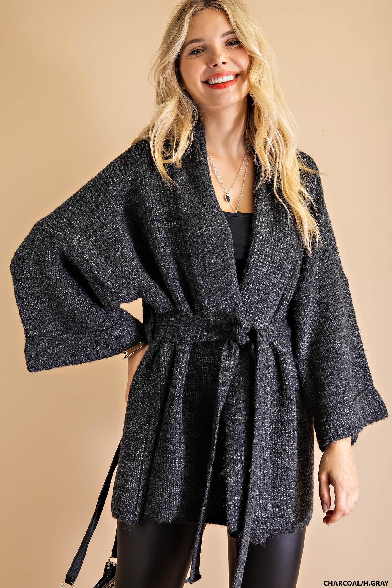 Weekend loungewear knit kimono sweater Ivy and Pearl Boutique