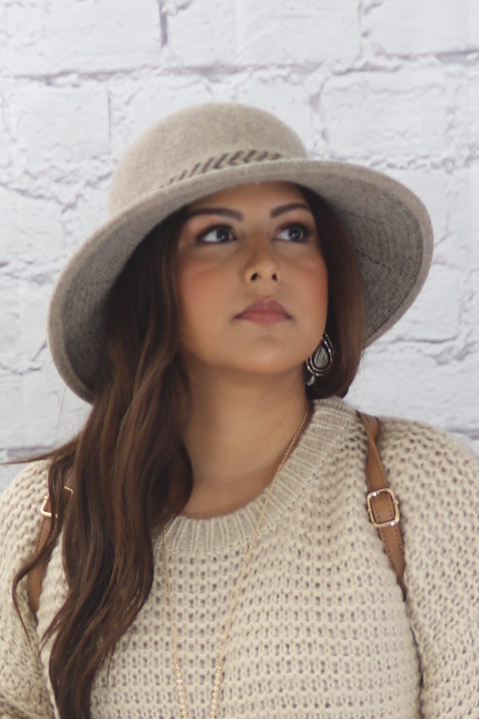 Stylish wool cloche hat with tucked tie rope Ivy and Pearl Boutique Black