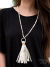 You're a charmer white snakeskin tassel necklace  Ivy and Pearl Boutique   