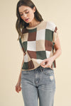 Multi color checkered sweater tank