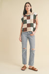 Multi color checkered sweater tank