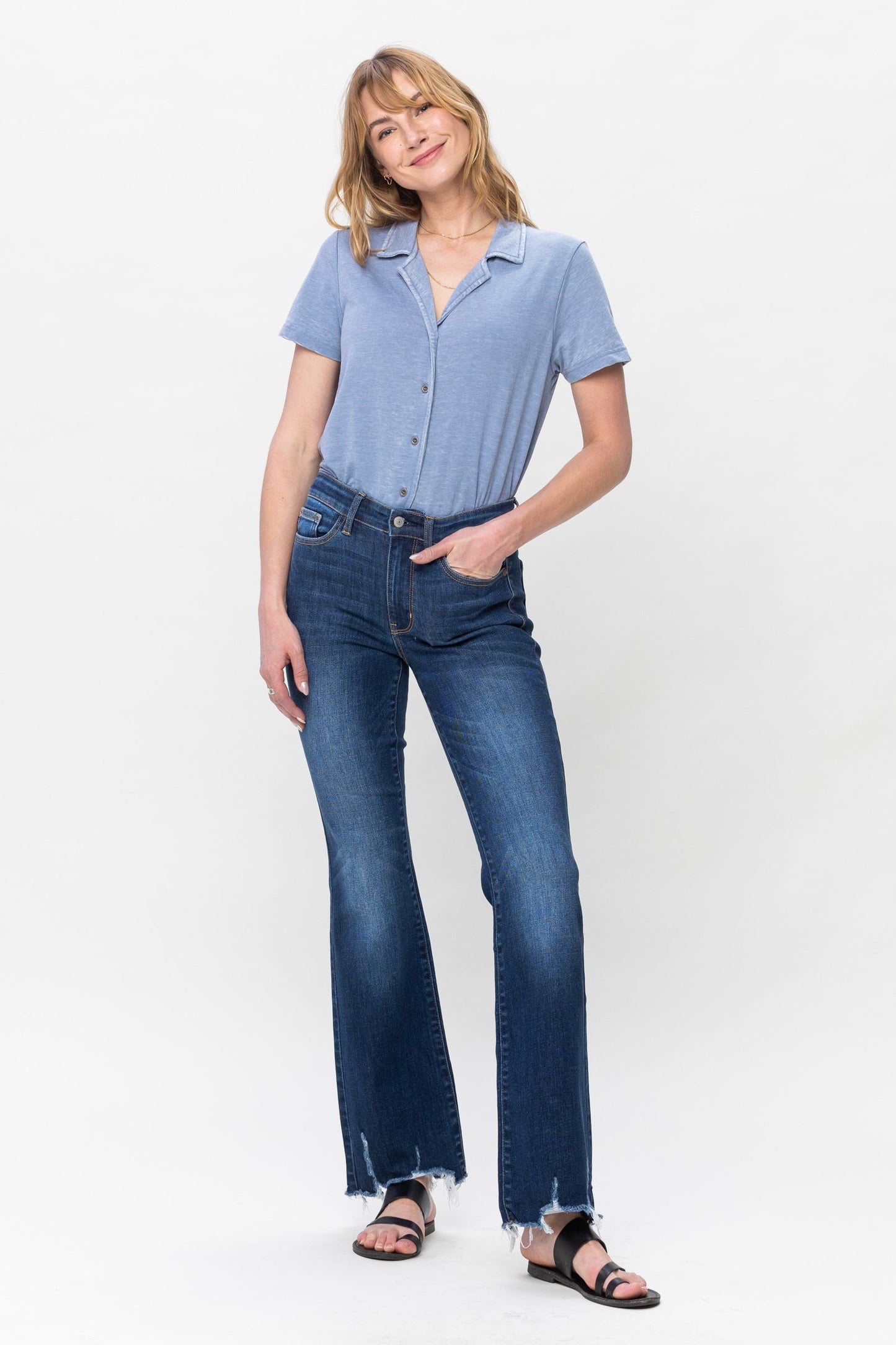 Judy Blue non-distressed hem bootcut stretchy jeans