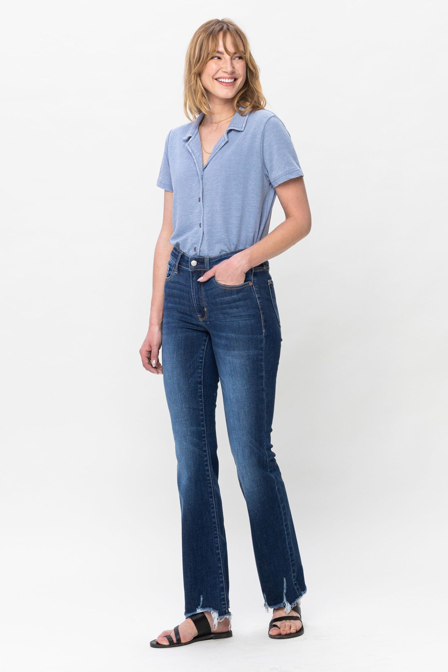 Judy Blue non-distressed hem bootcut stretchy jeans