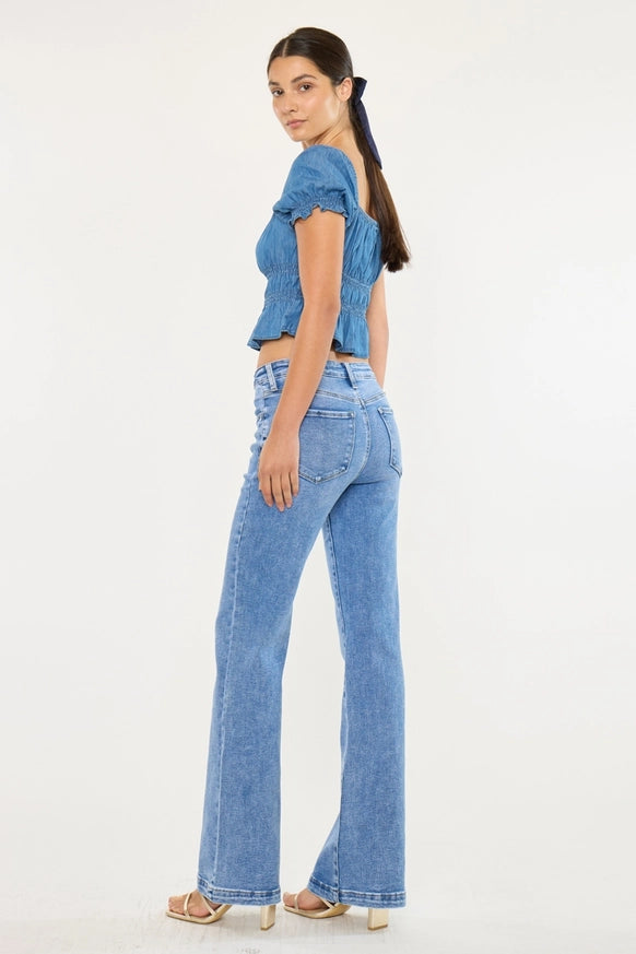 Kan Can high rise wide leg flare jeans