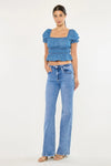 Kan Can high rise wide leg flare jeans