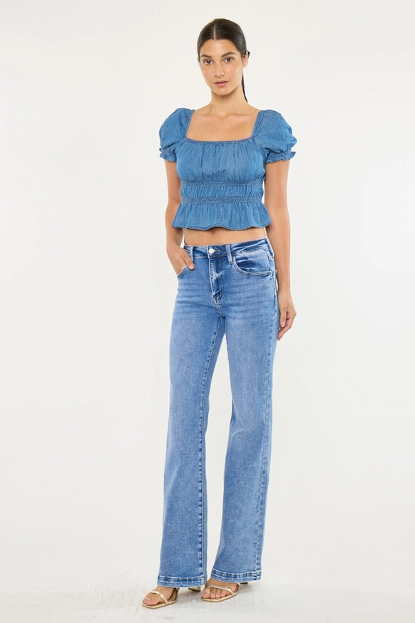 Kan Can high rise wide leg flare jeans