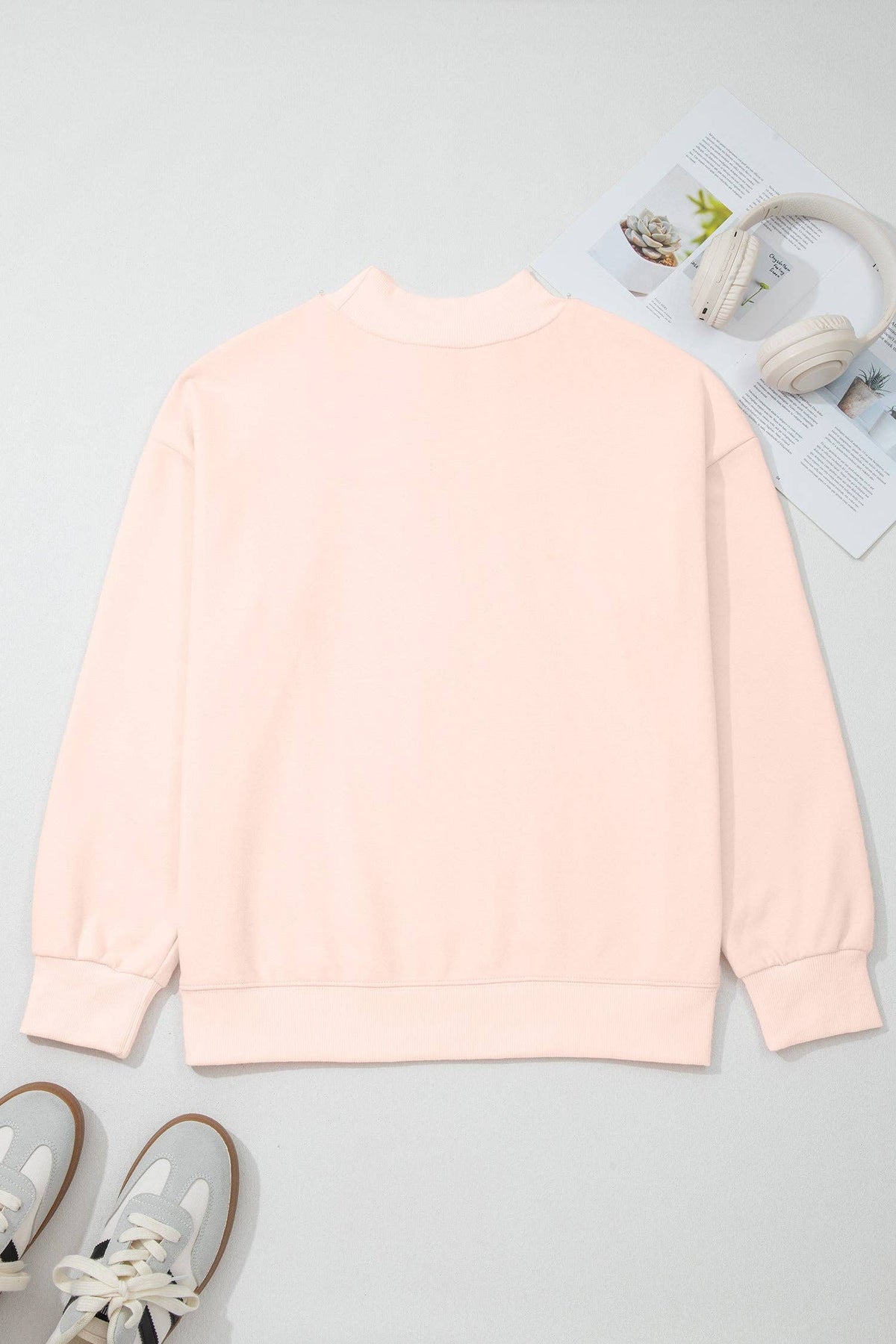 NEW Oversize Blessed Embroidered Mock Neck Sweatshirt